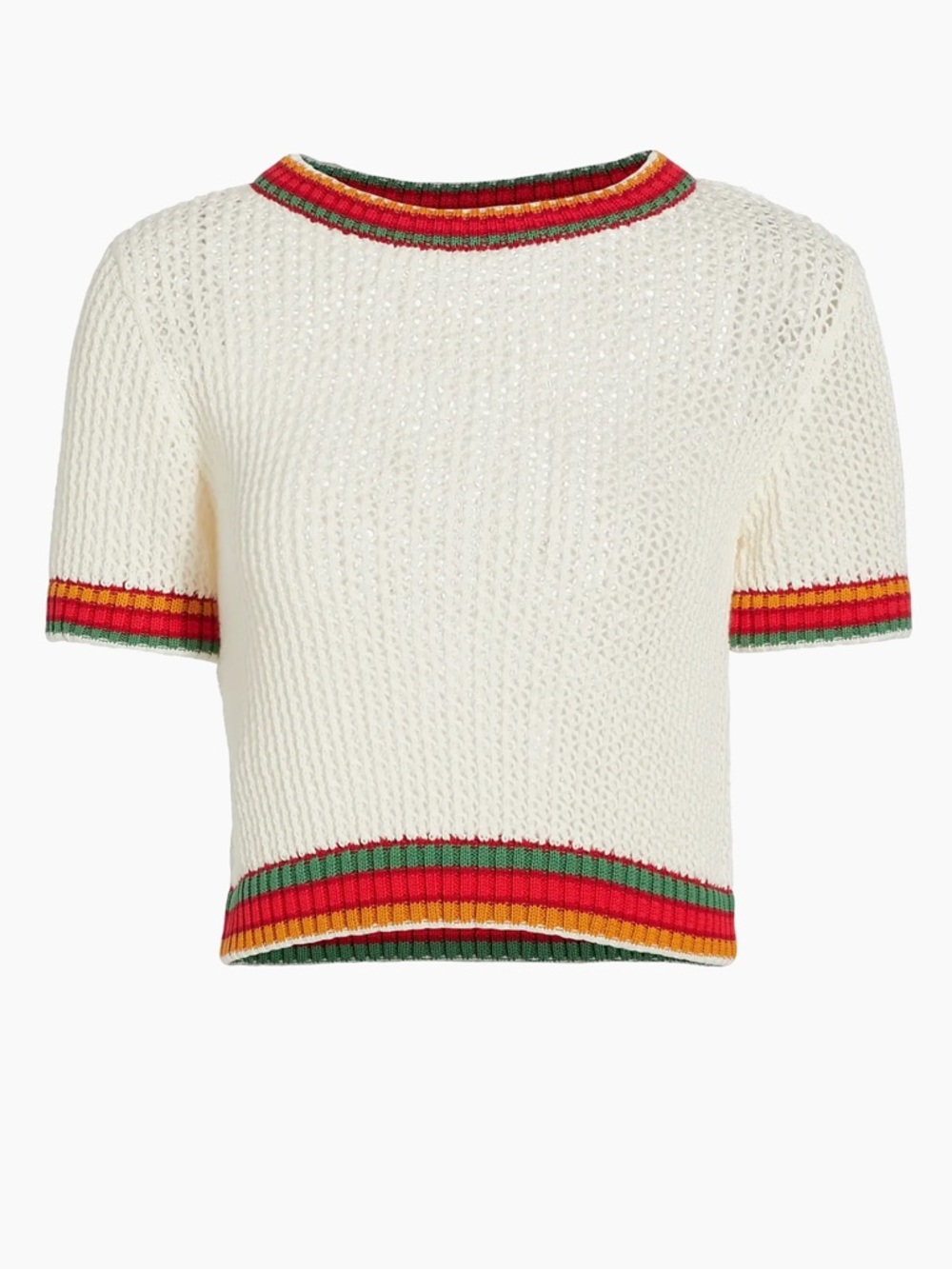 anOnlyChild Short-Sleeve Knit Top with Color-Block Trim